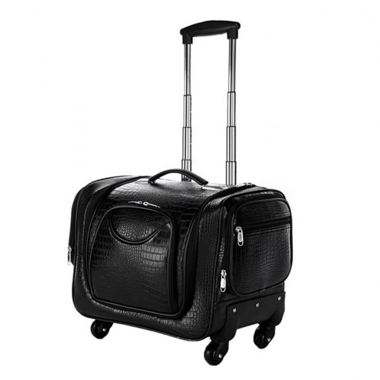 Τροχήλατη βαλίτσα ομορφιάς Leather Black-5866157