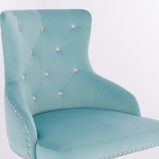 Vanity chair Velvet with Crystals Gold Mint Blue Color - 5400231
