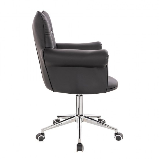 Stylish Chair Pu Black Silver-5400326