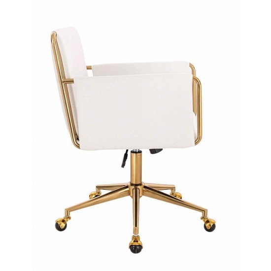 Premium καρεκλα εργασιας & αισθητικης Gold  White Linen-5400335