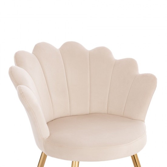 Vanity Chair Shell Premium Quality Beige Gold-5400373