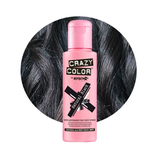 Crazy color ημιμόνιμη κρέμα-βαφή μαλλιών natural black no32 100ml - 9002284