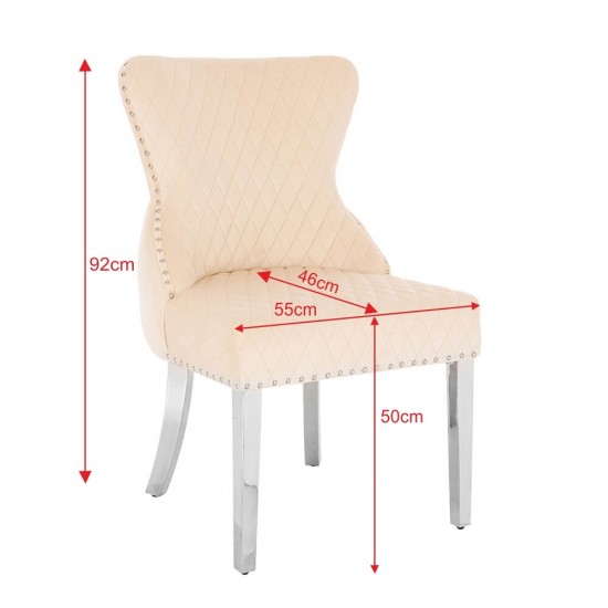 Luxury Chair French Velvet Lion King Beige Silver-5470225