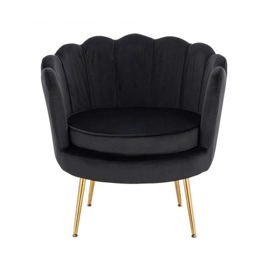 Shell Luxury Beauty Chair Velvet Black Gold-5470252
