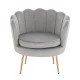 Shell Luxury Beauty Chair Velvet Light Grey Gold-5470253