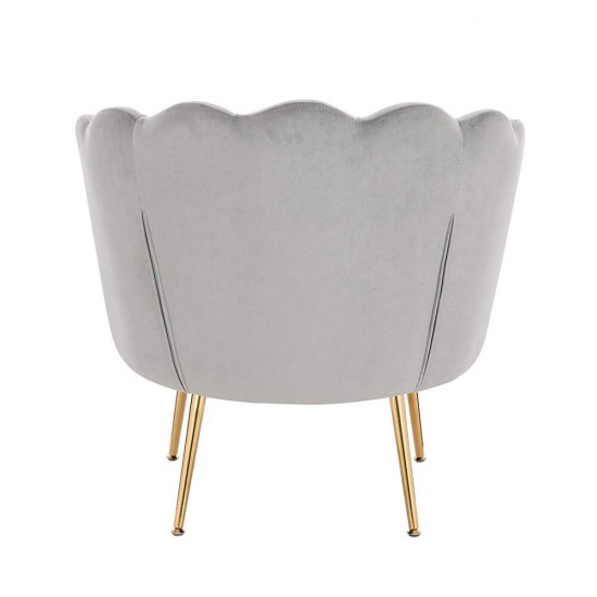 Shell Luxury Beauty Chair Velvet Light Grey Gold-5470253