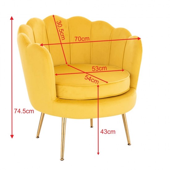 Shell Luxury Beauty Chair Velvet Yellow Gold-5470257