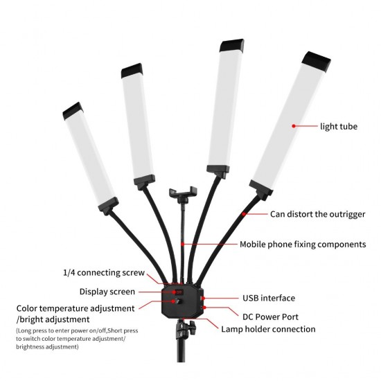 Eyelashes flexible LED light 4 arms- 6600032