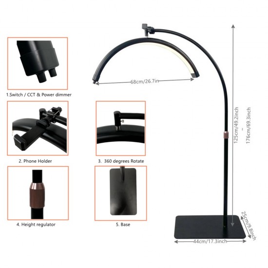 Professional led moon light Pro innovation Patented 27 inch Black-6600068