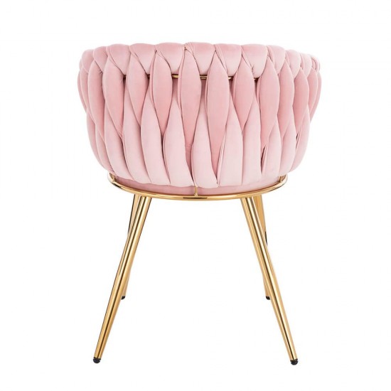 Nordic Style Luxury Beauty Chair Velvet Light Pink Gold-5400364