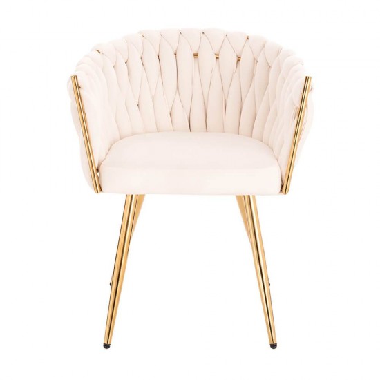 Nordic Style Luxury Beauty Chair Velvet White Gold-5400366