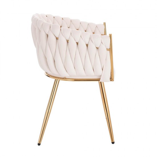Nordic Style Luxury Beauty Chair Velvet White Gold-5400366