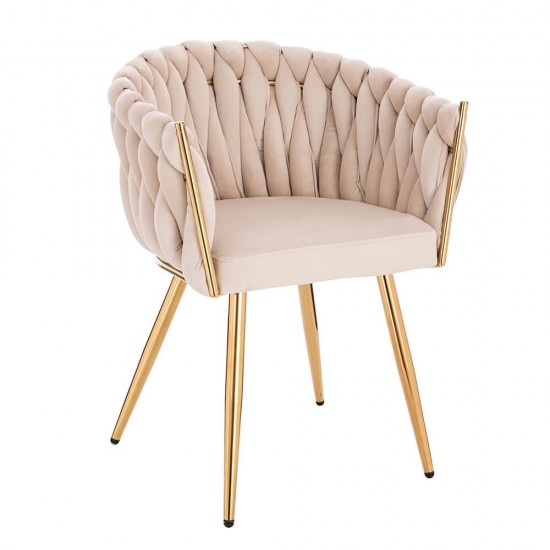 Nordic Style Luxury Beauty Chair Velvet Beige Gold-5400368