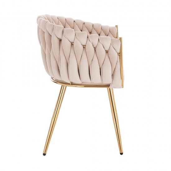 Nordic Style Luxury Beauty Chair Velvet Beige Gold-5400368