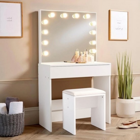 Tραπέζι make-up με Led Hollywood Mirror και σκαμπό Limited offer - 8686318