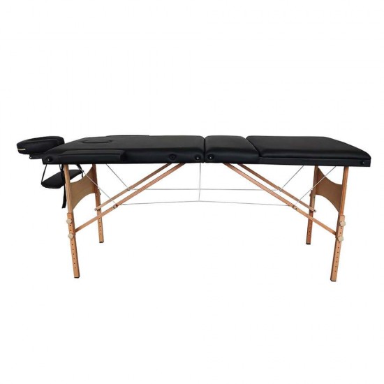 Κρεβάτι Μασάζ 3 Θέσεων ξύλινο Πτυσσόμενο με ανάκλιση πλάτης Black-9030104