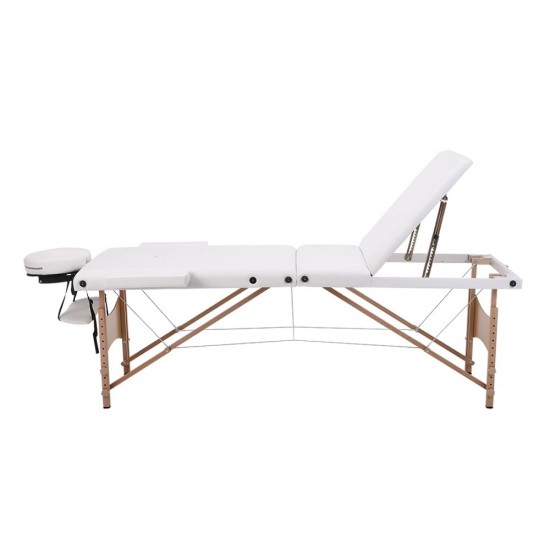 Κρεβάτι Μασάζ 3 Θέσεων ξύλινο Πτυσσόμενο με ανάκλιση πλάτης White -9030103