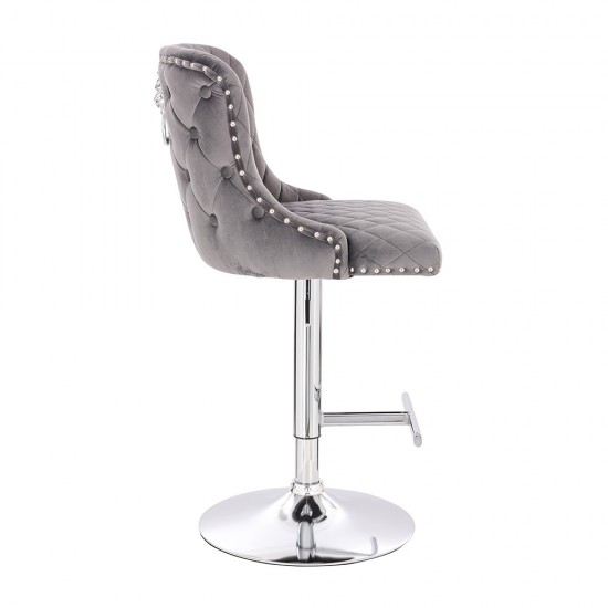 Luxury Bar stool Lion King Velvet Dark Grey - 5450103