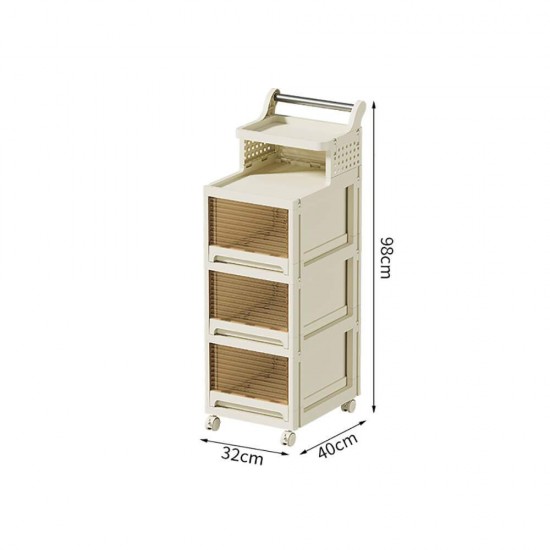 Vanity Storage Station 3 drawers Beige 40*32*98cm - 6930347