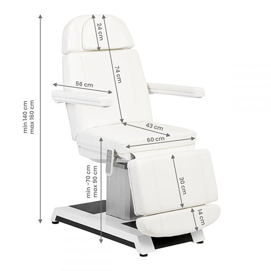 Επαγγελματική ηλεκτρική καρέκλα αισθητικής Expert W-16B με 3 μοτέρ White - 0140892