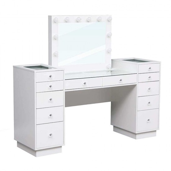 Vanity Table  Glass Top & Ηollywood Mirror XL 165cm  -6961034