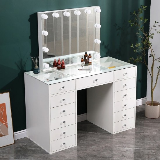 Full Set Vanity Table  & Hollywood Full Mirror με 2 ράφια αποθήκευσης - 6910019