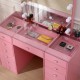 Best seller Vanity Table Glass Top & Hollywood Full Mirror Pink - 6961032