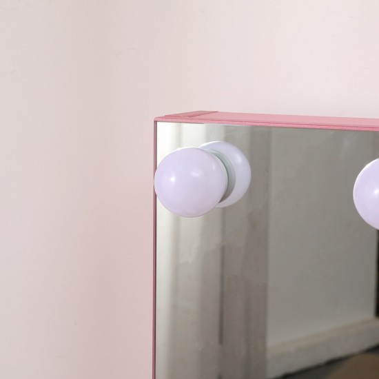 Best seller Vanity Table Glass Top & Hollywood Full Mirror Pink - 6961032