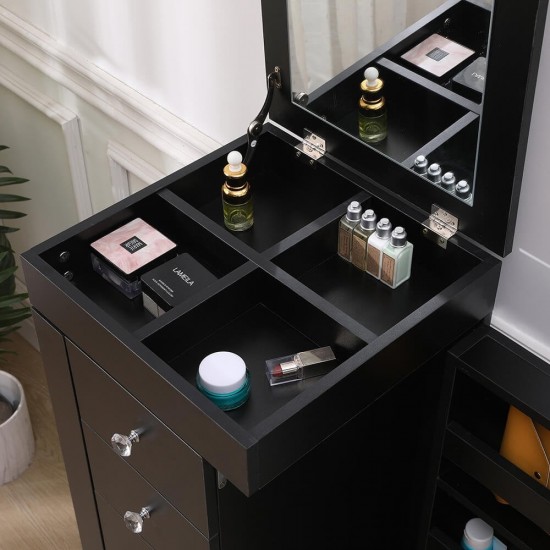 Vanity Station Storage  & Jewelry Organizer Flip Top Glam Μαυρο-6961041