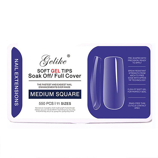 Soft Gel Tips Full Cover Medium Square  550 Τεμάχια No.5 - 4220116