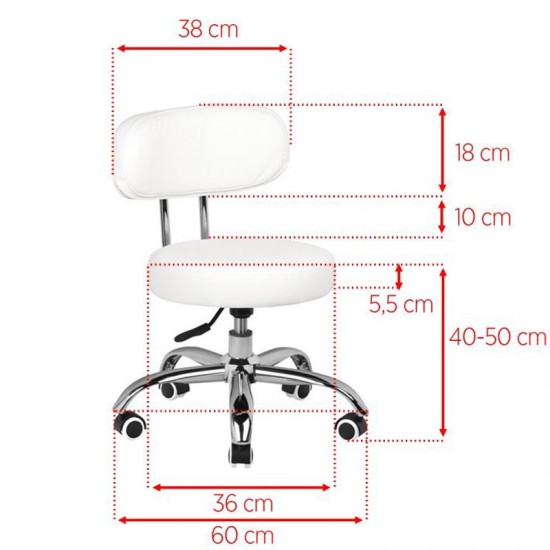 Επαγγελματικό σκαμπό πεντικιούρ Premium Large Κάθισμα  λευκό - 0119727