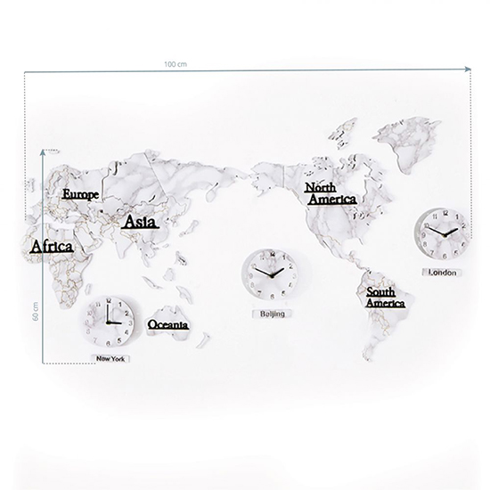 Διακοσμητικός Παγκόσμιος Χάρτης με ρολόγια - 0135173