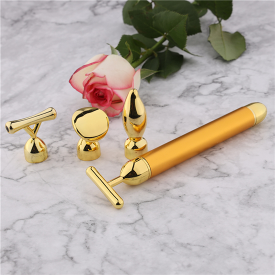 Vibrating 4 in 1 face massage gold stick 14,5cm - 6970128