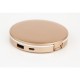 USB Round compact Power Bank Led makeup mirror gold 9cm - 6900161