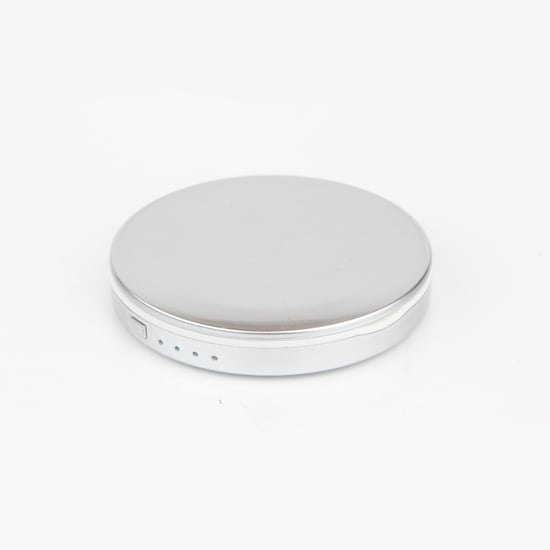 USB Round compact Power Bank Led makeup mirror silver 9cm - 6900162