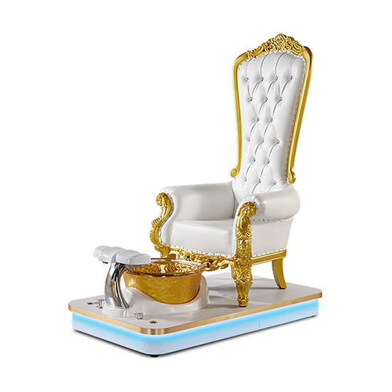 Throne Spa pedicure chair wood frame με φωτισμό Led White & Gold - 6950101