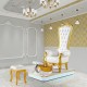 Throne Spa pedicure chair wood frame με φωτισμό Led White & Gold - 6950101