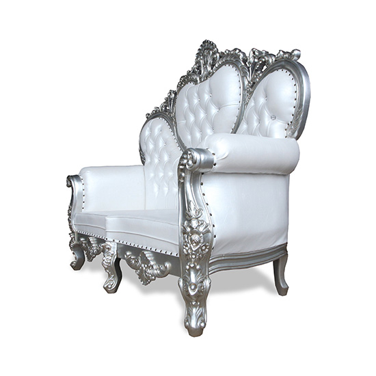 Throne waiting chair white & silver frame large  - 6950109
